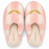 Pantuflas Victoria’s Secret con bordado dorado, vista superior
