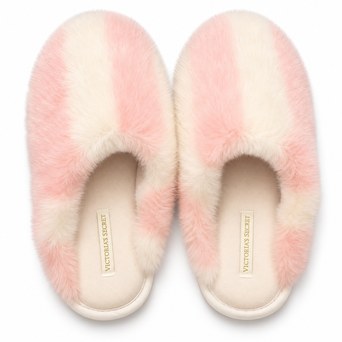 Pantuflas Victoria’s Secret rosadas y blancas, vista superior