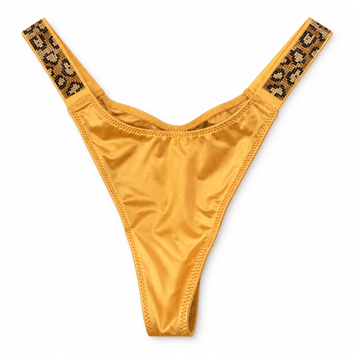 Colaless Victoria’s Secret dorado con brillos y diseño animal print en los laterales