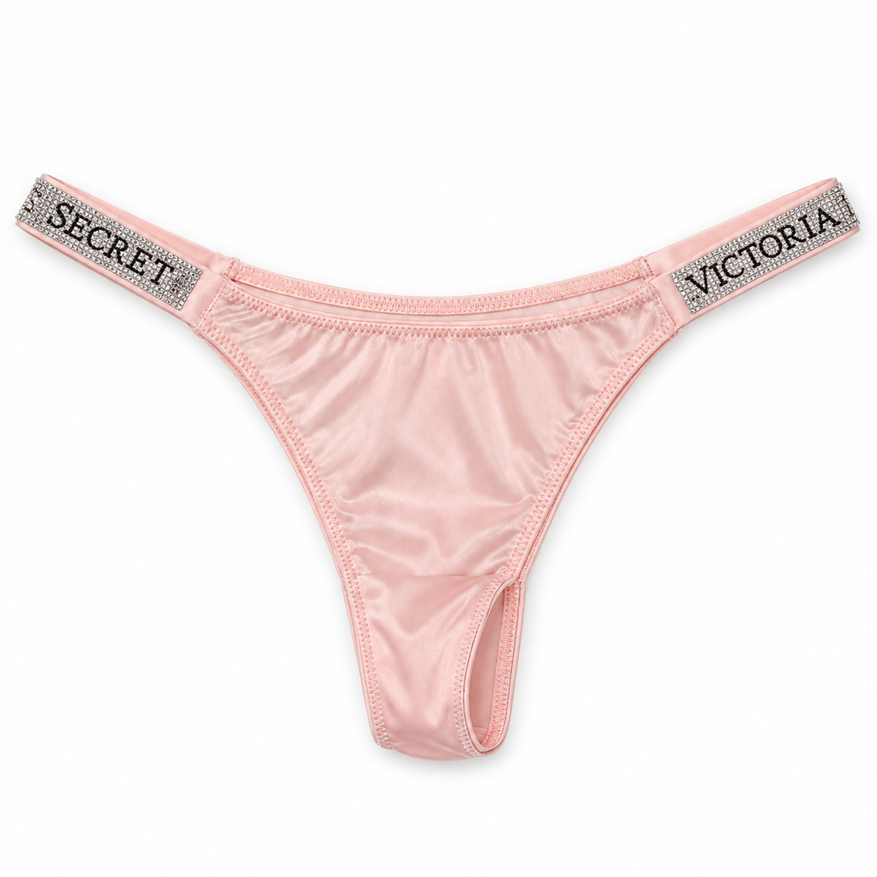 Calzón Victoria’s Secret rosado liso con brillos en los costados