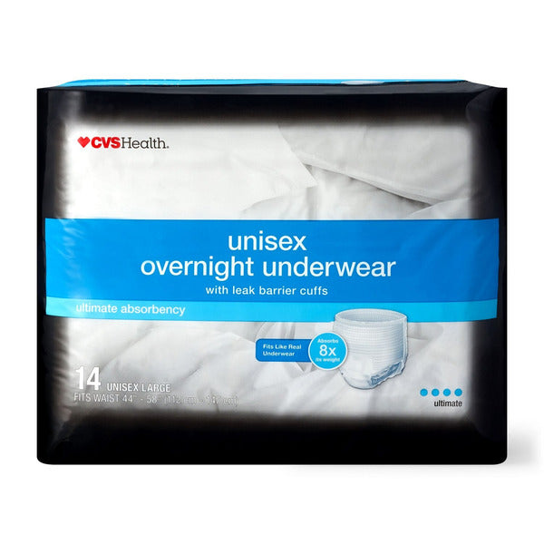 Ropa interior nocturna unisex para adultos grandes de CVS Health con puños antifugas