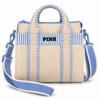 Mini tote PINK beige y azul, vista frontal