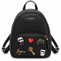 Mochila Karl Lagerfeld negra con apliques, vista frontal