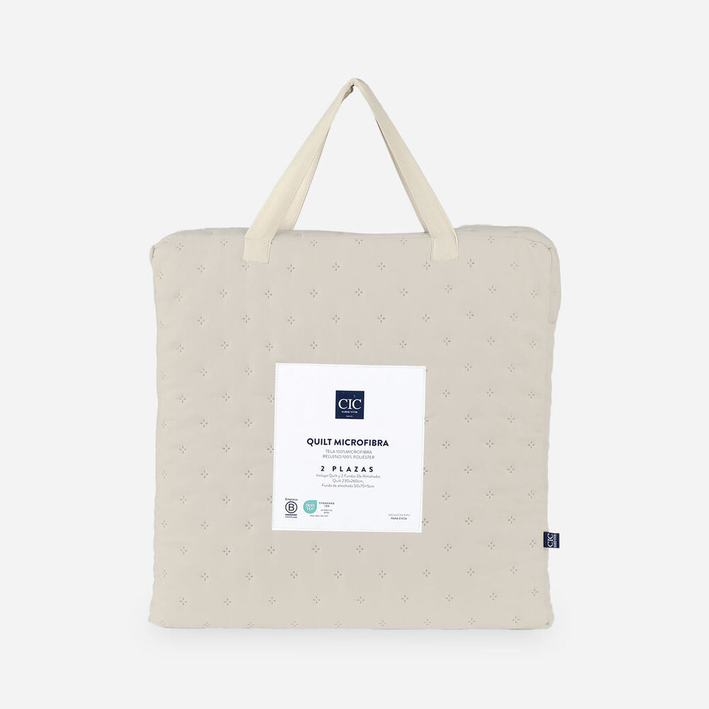 Quilt De Microfibra De 2 Plazas Color Taupe Cic Gris Lisa