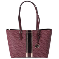 Bolso de Mano Michael Kors Sheila Grande Firma Logo Rayas Sangre de Buey MK Metálico - La Tiendita de la Jose