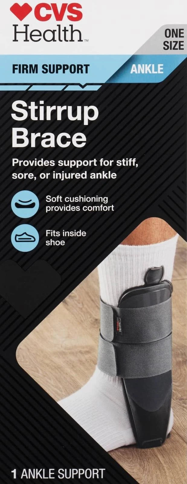CVS Health Firm soporte estribo talla única se adapta al zapato color gris