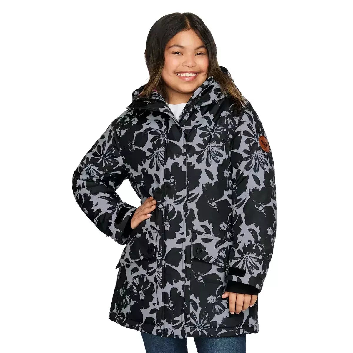 Chaqueta Parka Roxy Jóvenes Niñas Estampado Negro - La Tiendita de la Jose