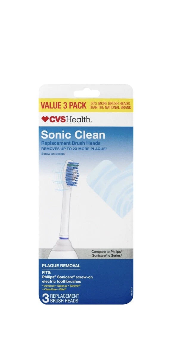 Cabezales de cepillo atornillables de repuesto CVS Health Sonic Clean 3 unidades
