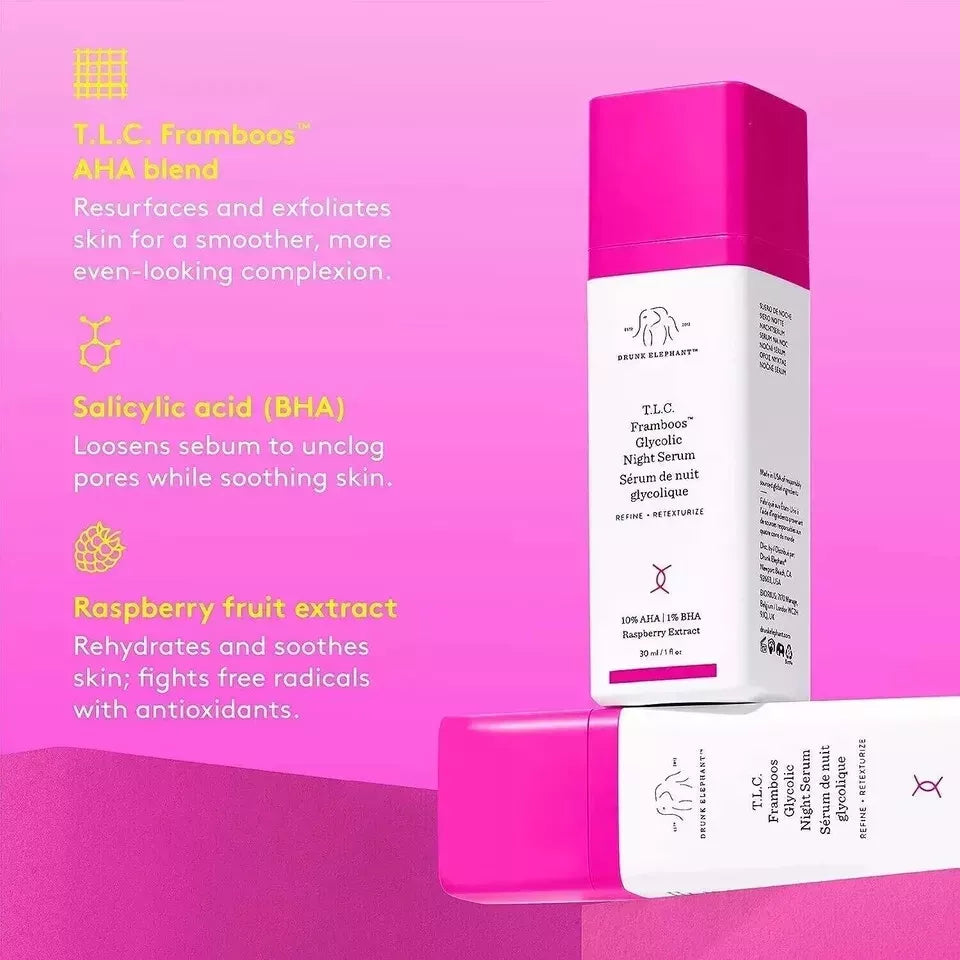 T.L.C. Framboos Glycolic Night Serum - Cuidado de la Piel Suero de Brillo - La Tiendita de la Jose