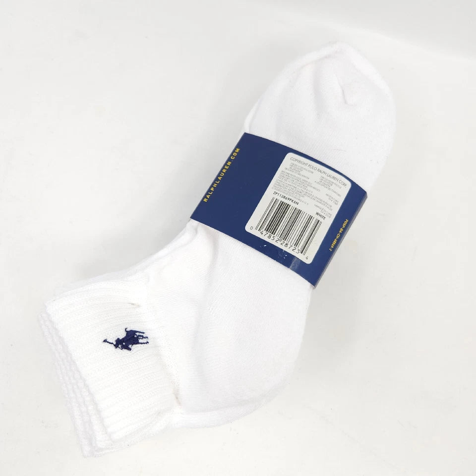 Polo Ralph Lauren 6 pares blancos cuarto doble calcetines deportivos clásicos para hombre - La Tiendita de la Jose