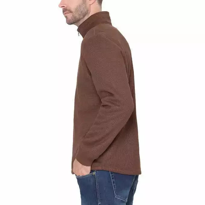 Pullover BC Clothing Para Hombre Forrado de Vellón Cuarto Cremallera, Marrón - La Tiendita de la Jose