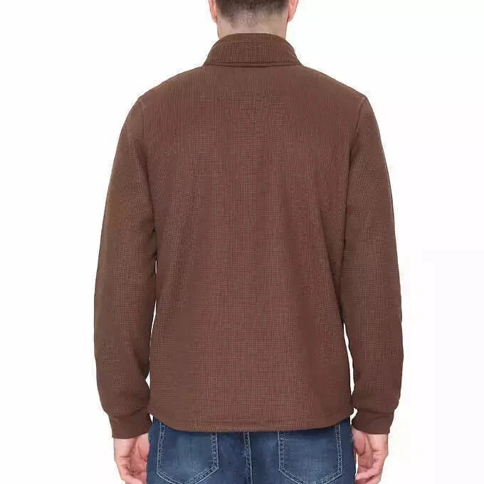 Pullover BC Clothing Para Hombre Forrado de Vellón Cuarto Cremallera, Marrón - La Tiendita de la Jose