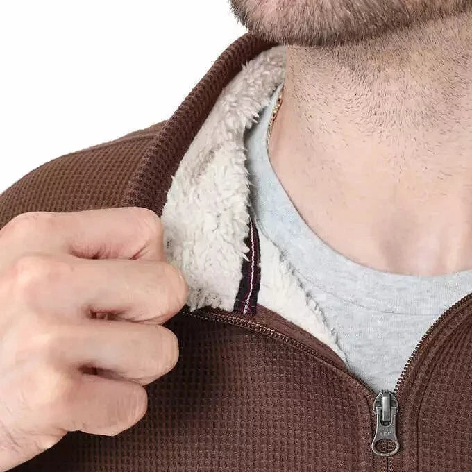 Pullover BC Clothing Para Hombre Forrado de Vellón Cuarto Cremallera, Marrón - La Tiendita de la Jose