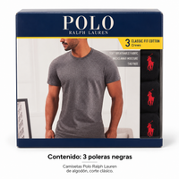 Caja del set de tres poleras negras Polo Ralph Lauren
