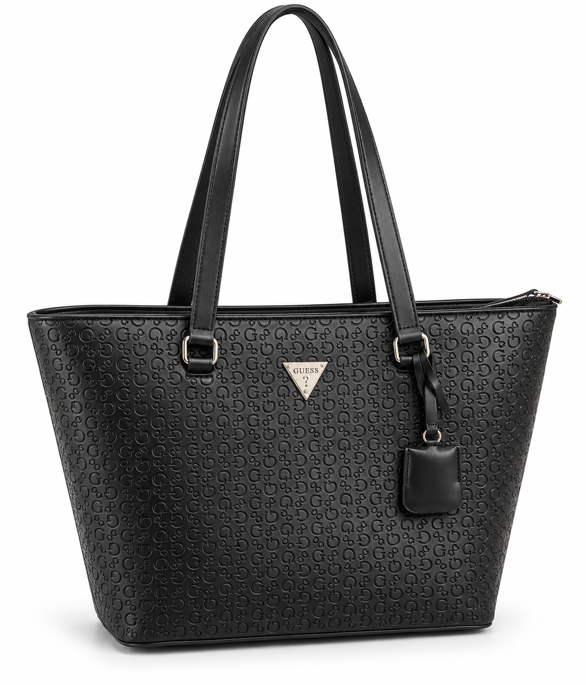 Tote Guess negra con monograma en relieve