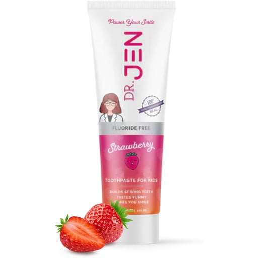 Pasta dental Dr. Jen sin flúor con 10 % de nanohidroxiapatita, sabor fresa, tubo de 95 g